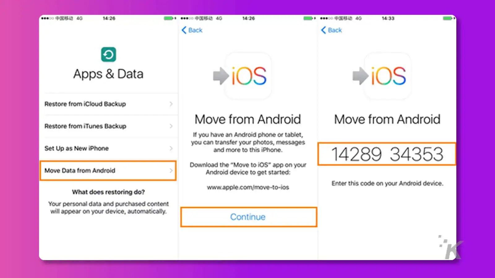 Move to iOS steps