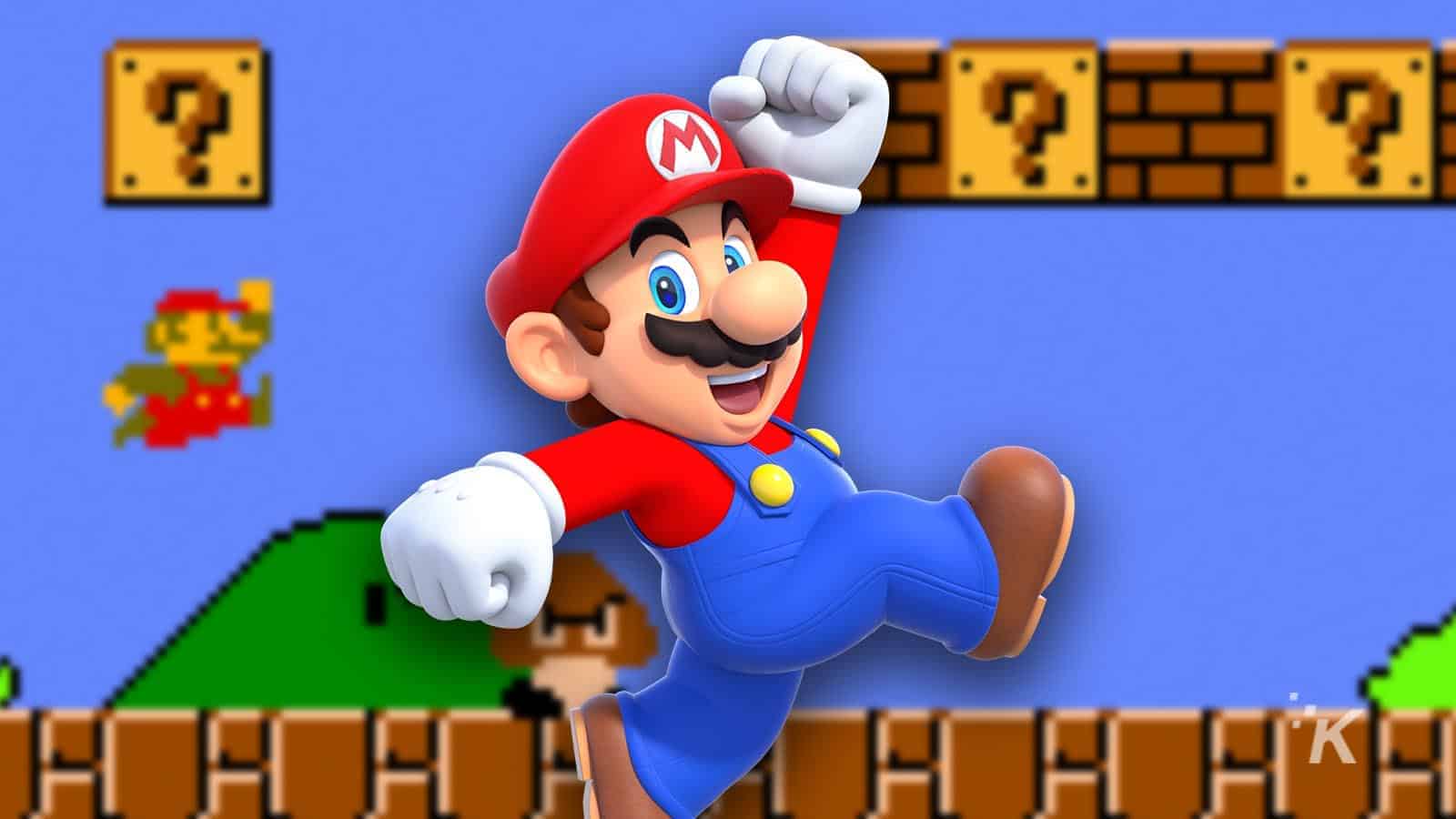 mario jumping on screen