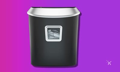 paper shredder on a purple background