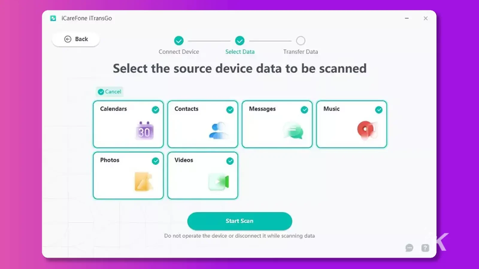 select source screen