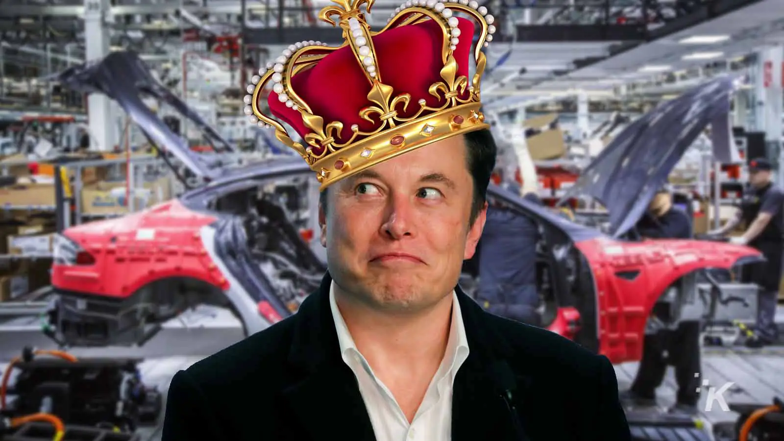 elon musk wearing a crown