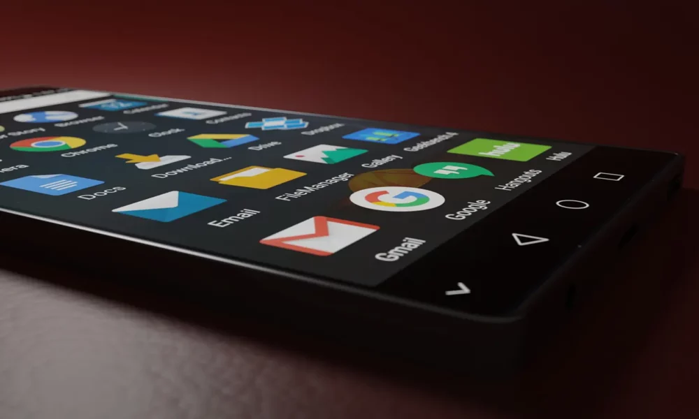 Android phone on table