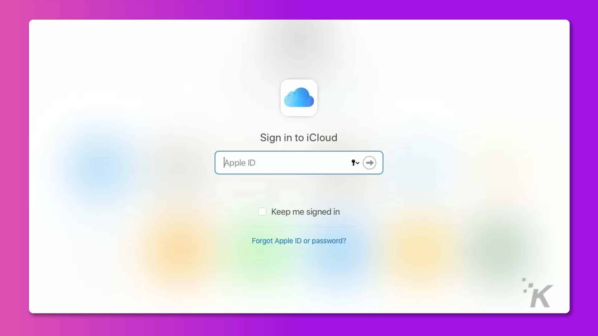 Icloud sign in screen on mac computer.