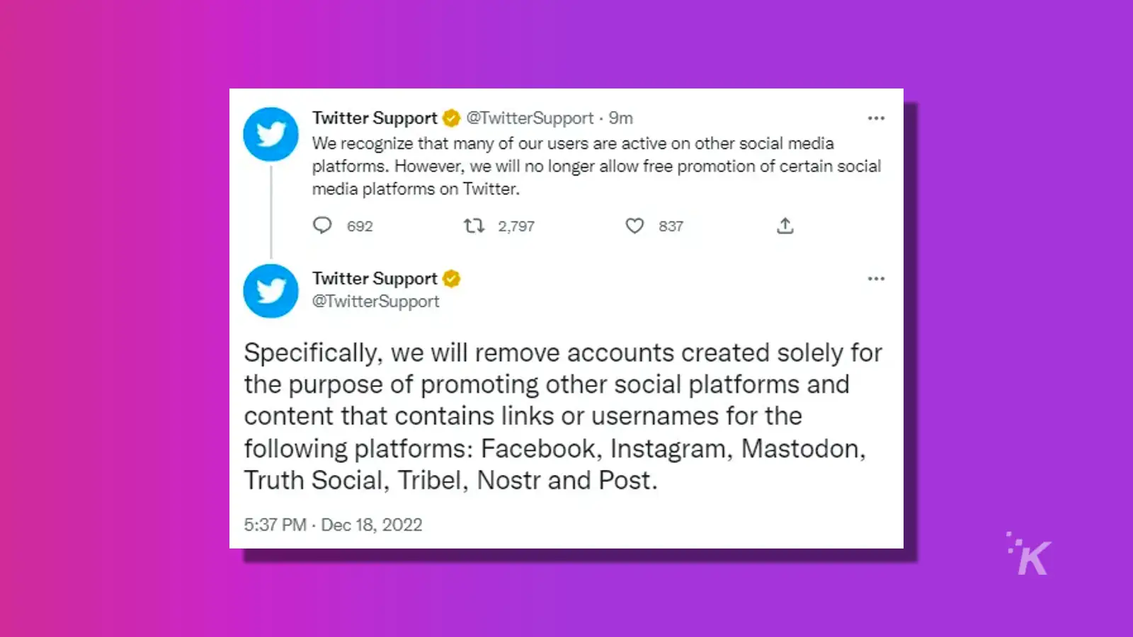 twitter is now limiting links to other social platforms