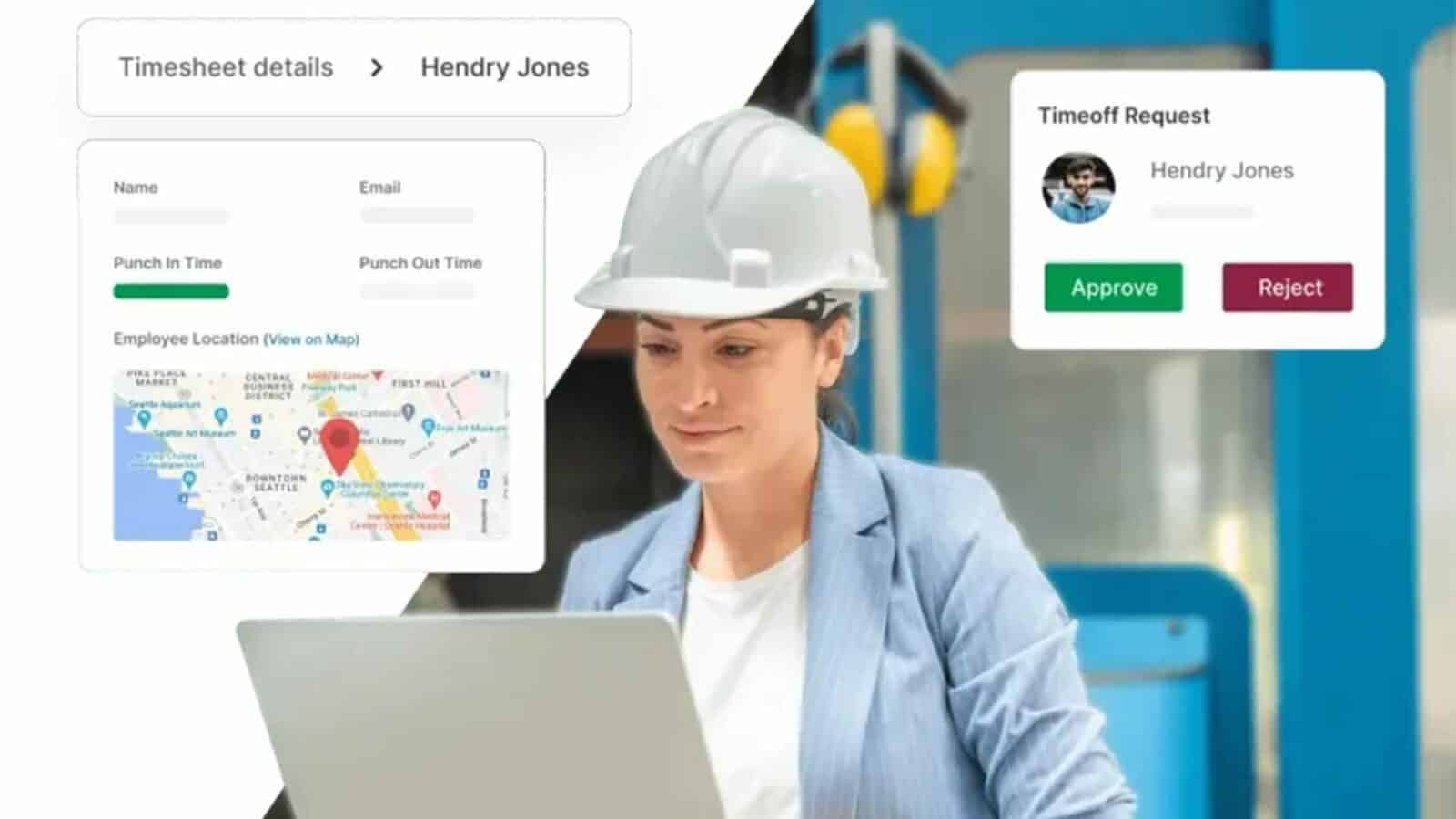 A person is wearing a hard hat.