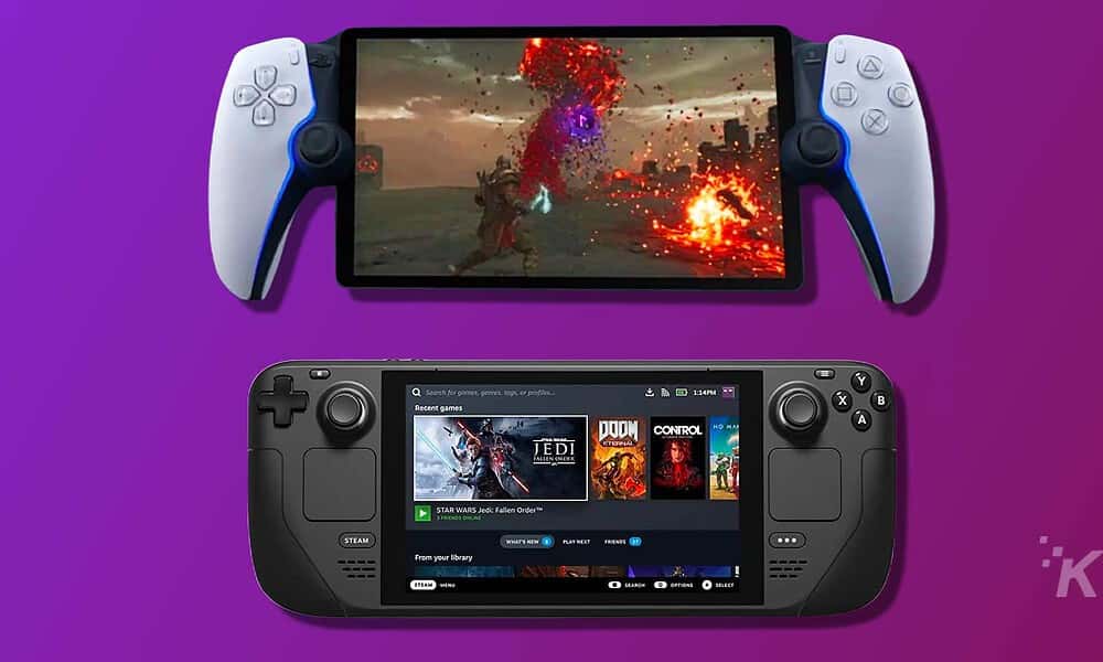 The video game console and controller are being used.