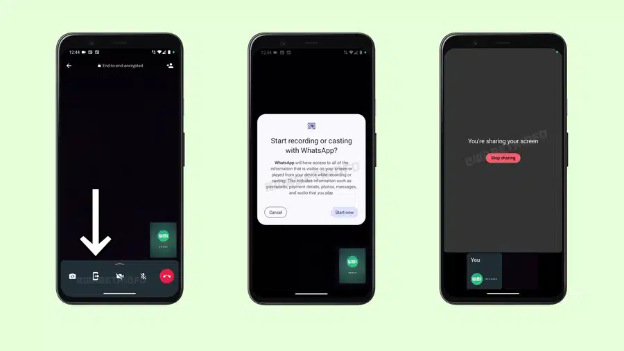 Screenshot of WhatsApp Call Screen Share