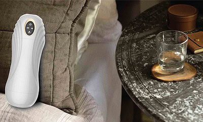 Fleshy Pro mal masturbator device on couch