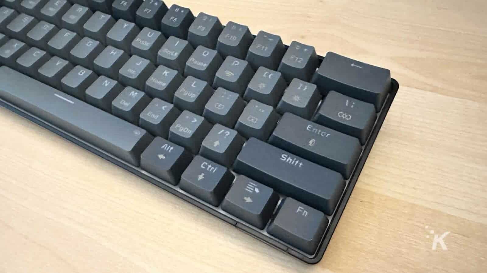 A close-up of SABLUTE mechanical keyboard