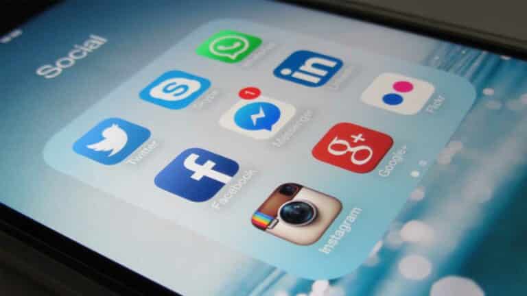 Social media apps on phone used for marketing