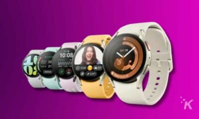 Galaxy watch 6: a fashionable watch with a skeletal face displays the time of 10:08 am and a sleep score of 90.