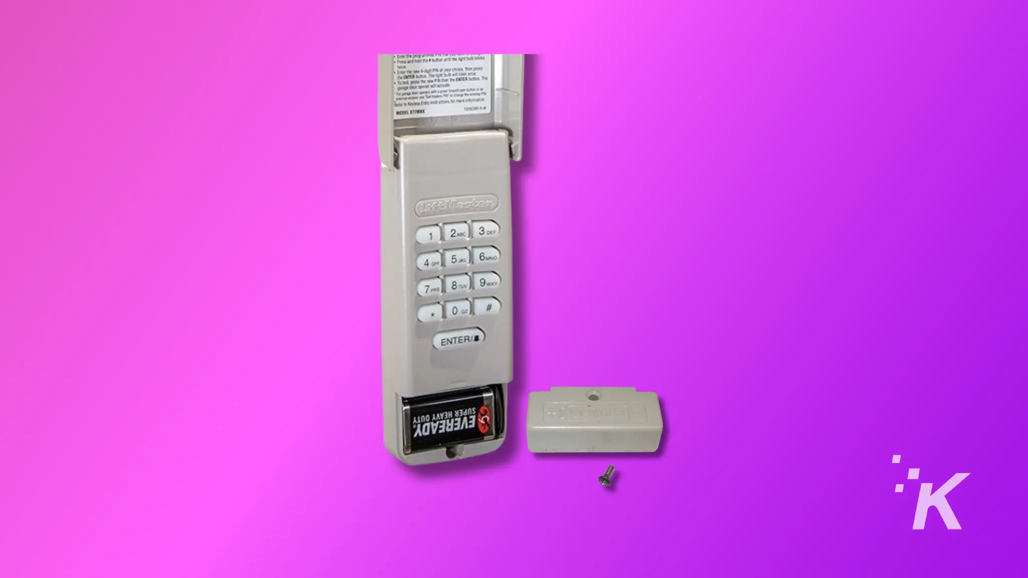 Change keypad battery for garage door opener