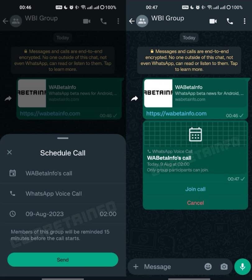 Scheduling a Group Call on WhatsApp