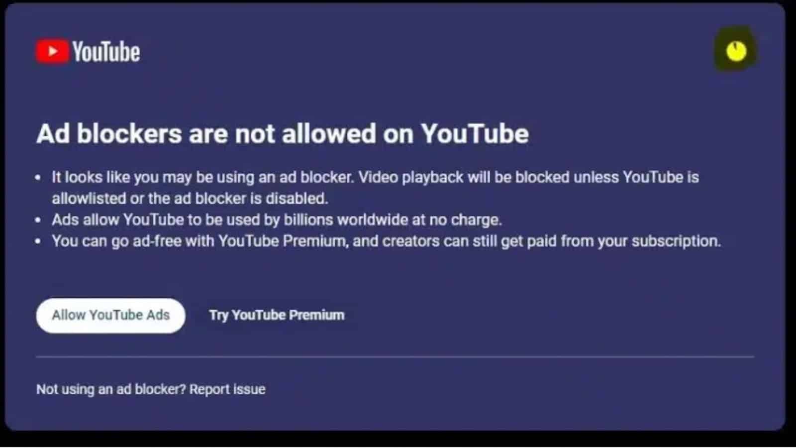 Ad Blockers are not Allowed on YouTube