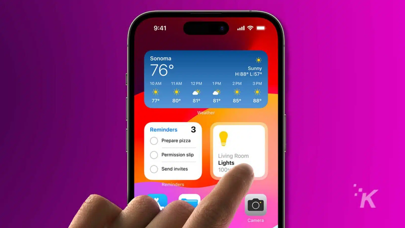 The user interacts with an iphone touchscreen