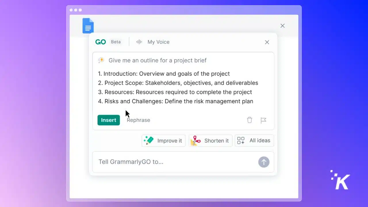 grammarly go on a purple gradient background