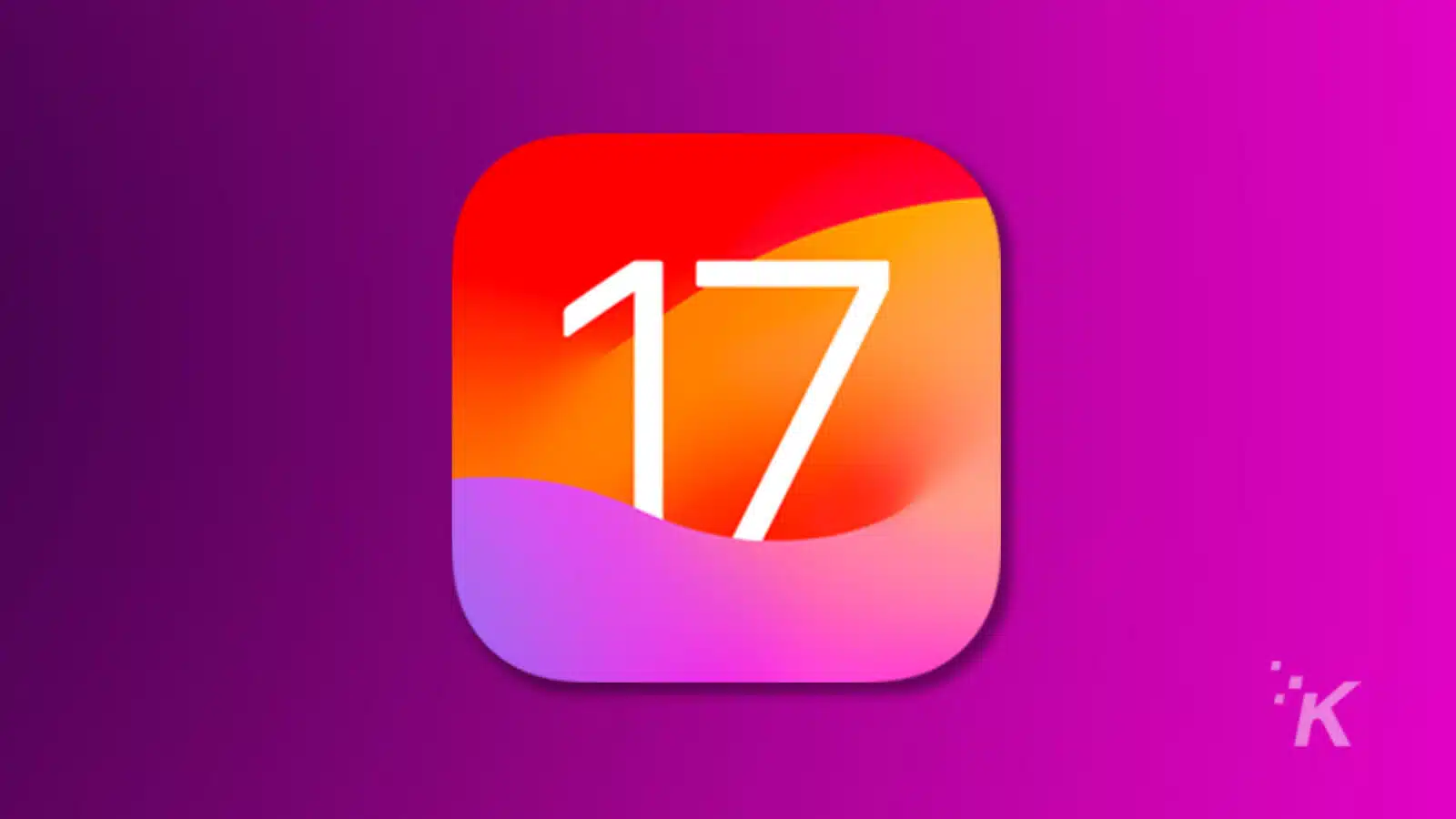 The iOS 17 logo in purple background