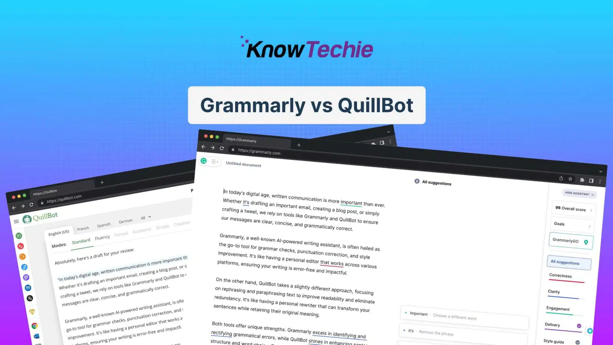 quillbot vs grammarly blog hero image