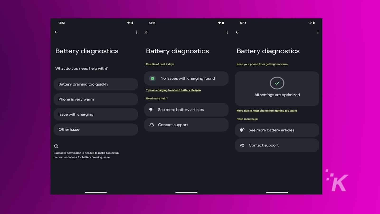Running Battery Diagnostics with Pixel Troubleshooting app