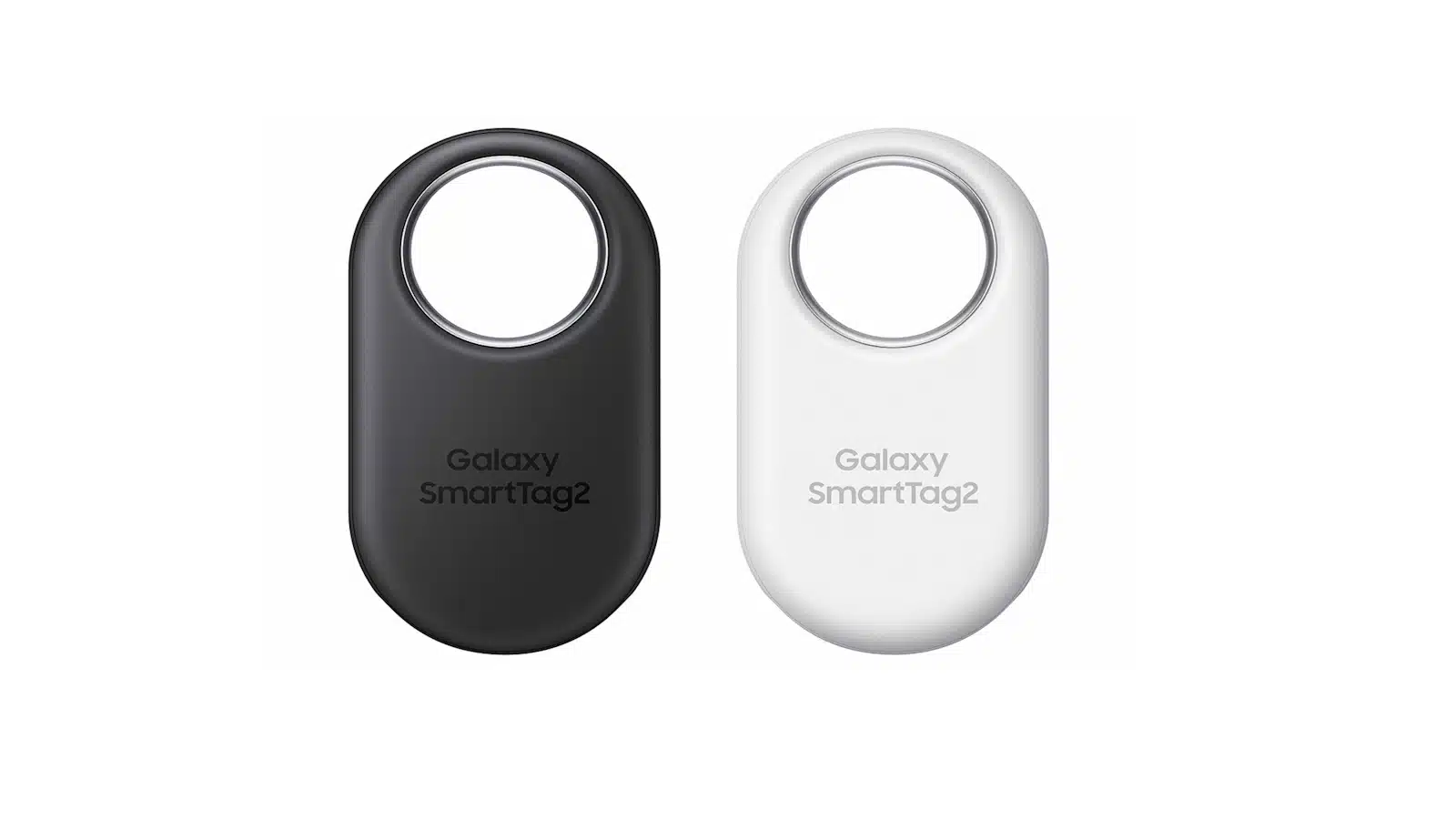The image shows two Galaxy SmartTag 2 devices being compared side-by-side.