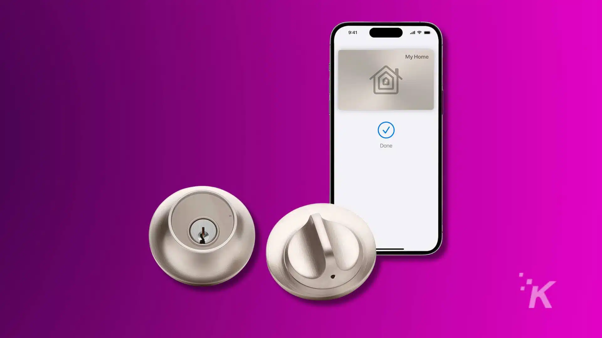 Level Lock+ smart lock on a purple background