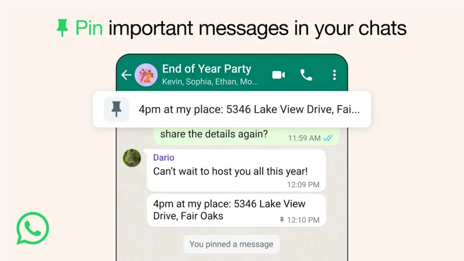 WhatsApp Pin Chat Specific Message