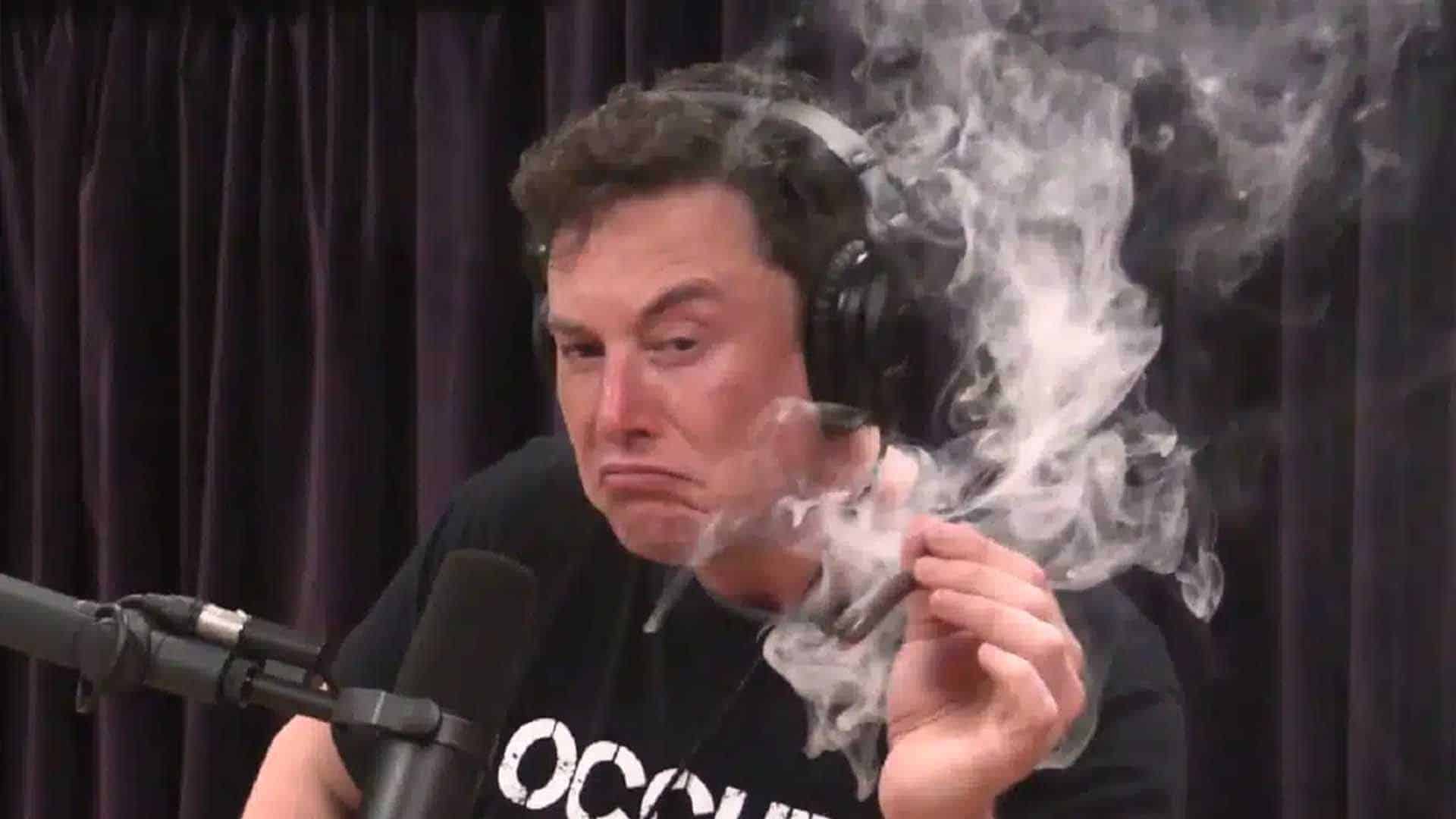 Elon Musk smoking a blunt on a show.