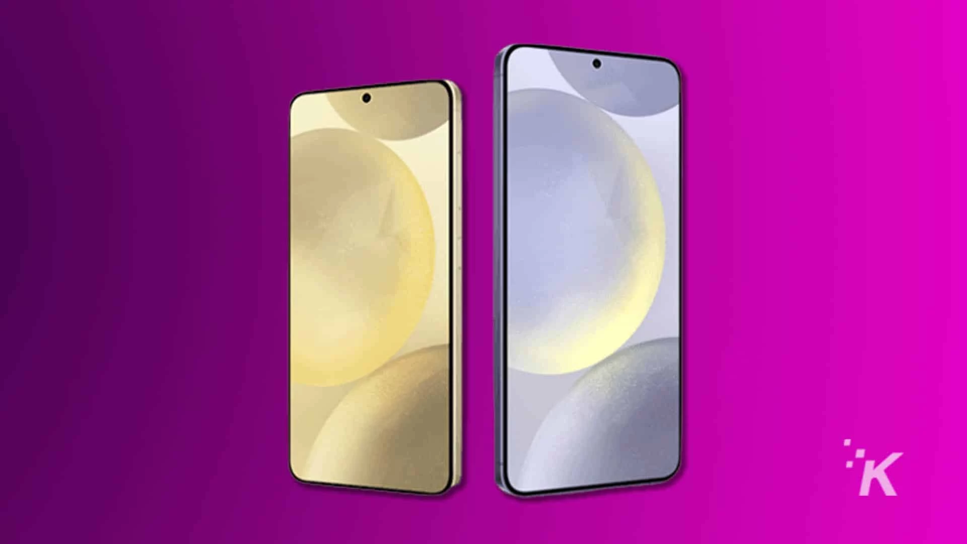 galaxy s24 plus renders on a purple background