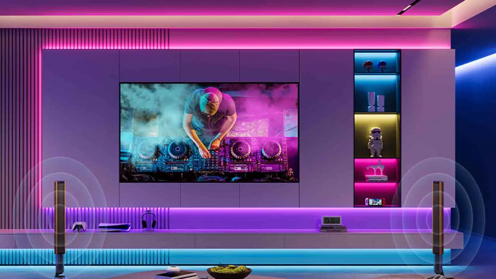 Govee LED Strip Lights in a room.