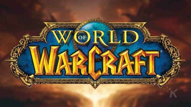 World of Warcraft logo on blurred background