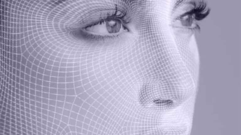 Facial tracking on a woman's face.
