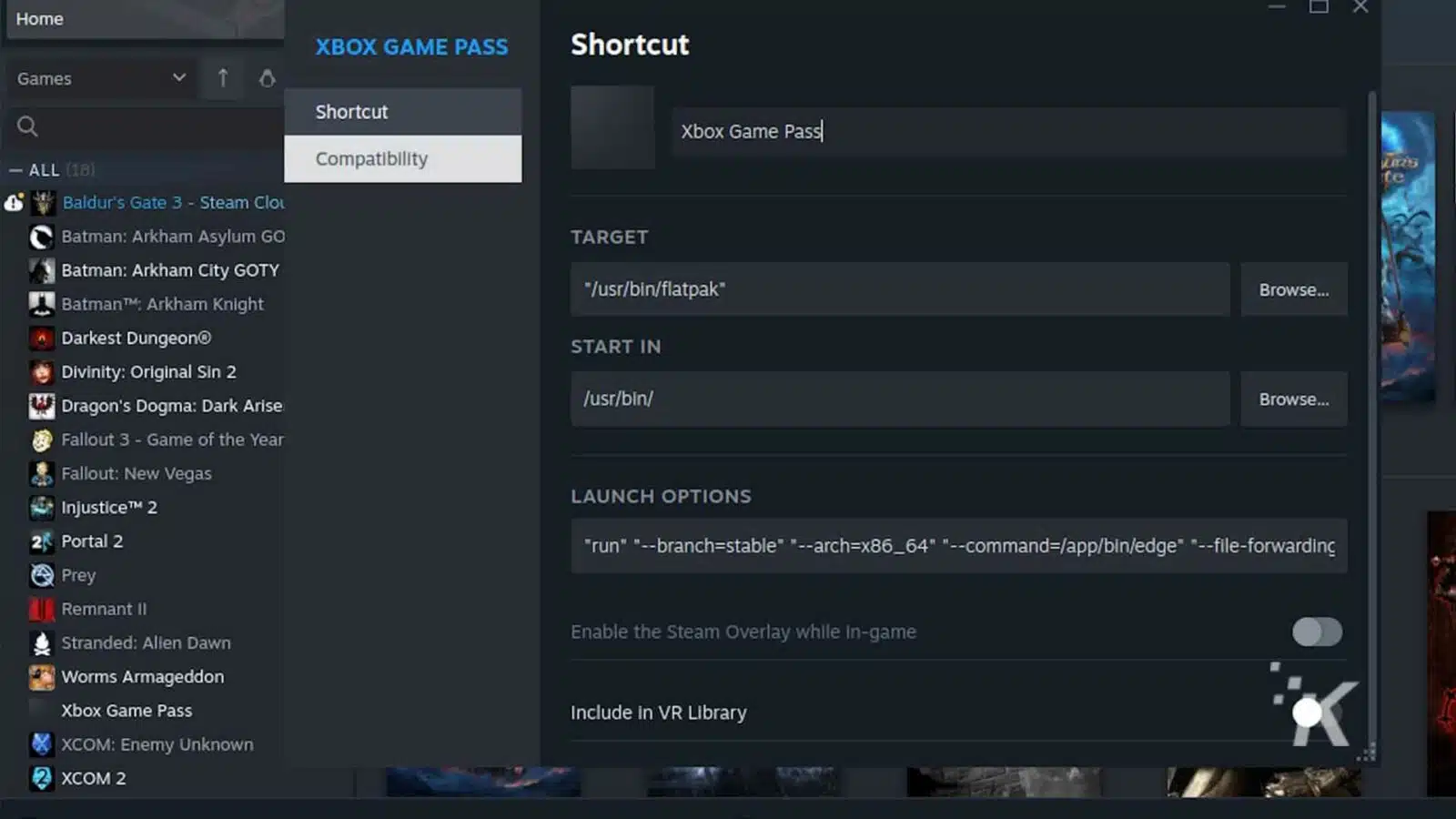 Changing the MS Edge name on a Steam Deck
