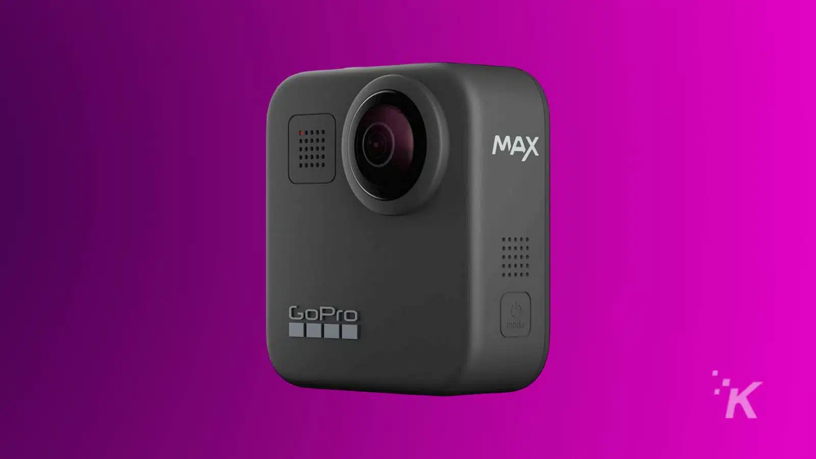 GoPro Max 360 on purple background