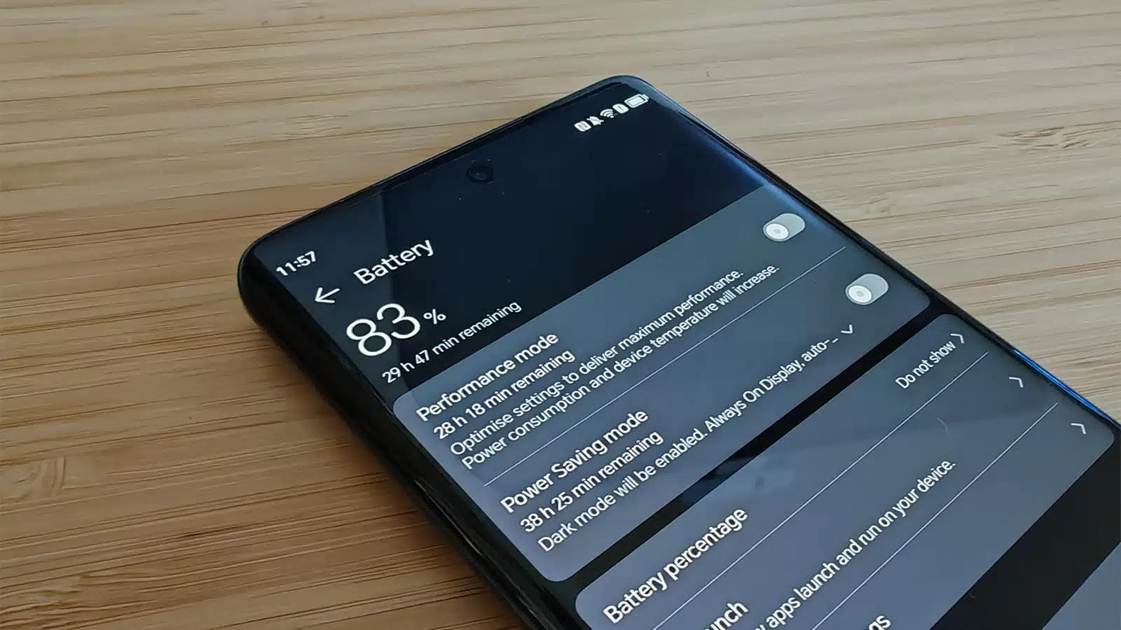 battery screen displaying battery life on honor magic6 lite
