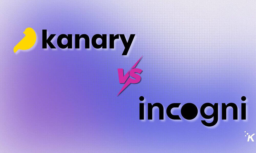 Canary vs incognito mode comparison graphic with colorful background and contrasting text for tech privacy features.