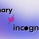 Canary vs incognito mode comparison graphic with colorful background and contrasting text for tech privacy features.