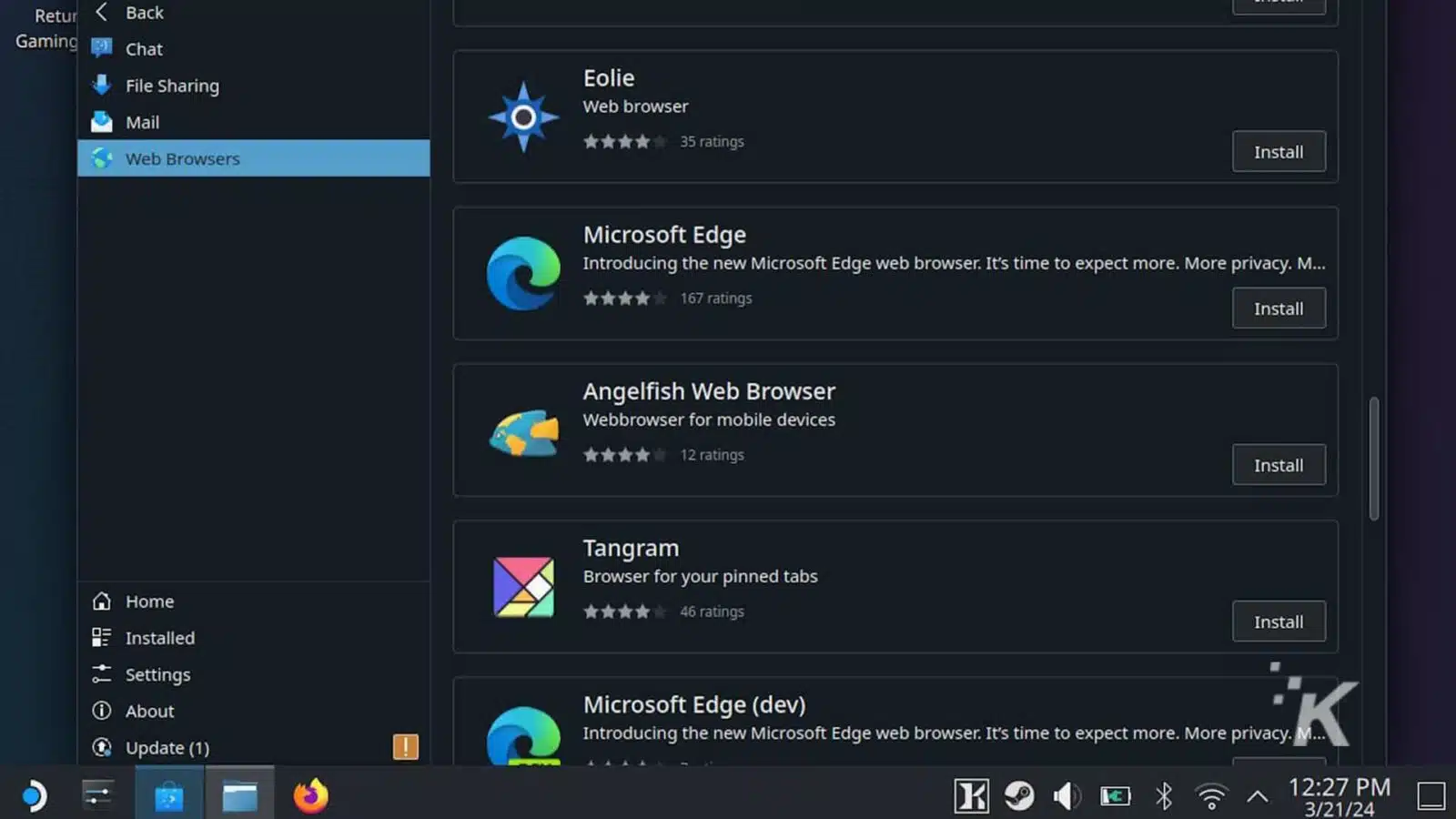 Microsoft Edge screen