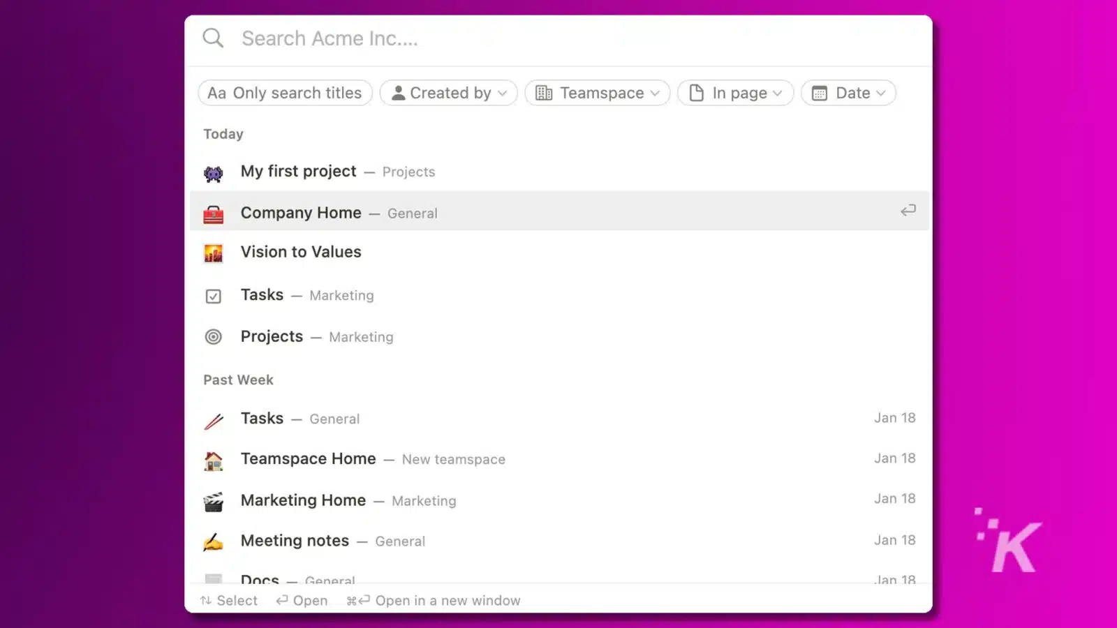 Screenshot of a digital project management tool interface. Notion