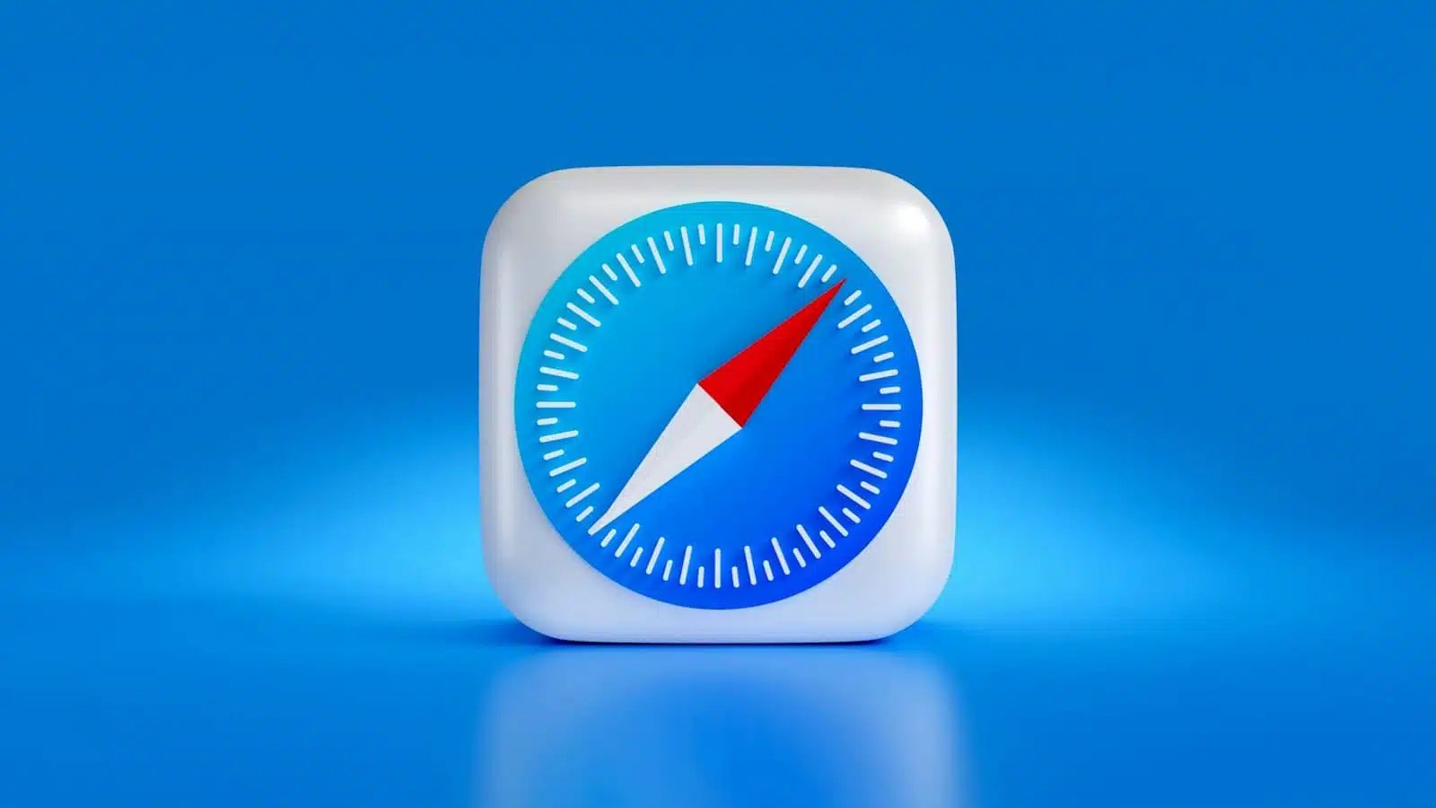 3D compass icon on vivid blue background