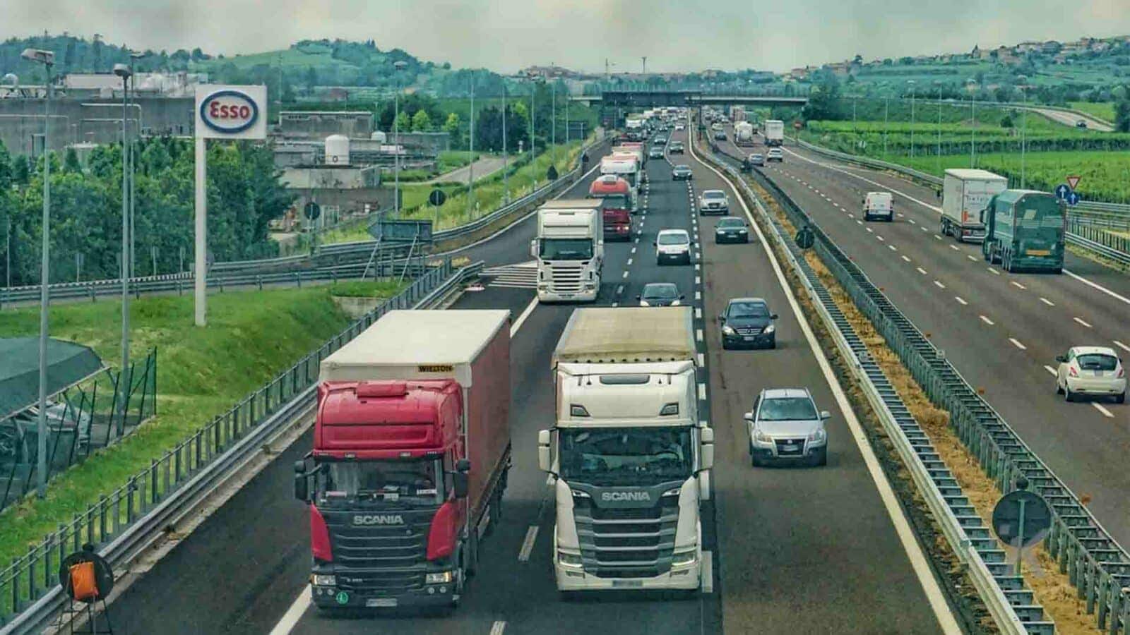 Japan highway with trucks