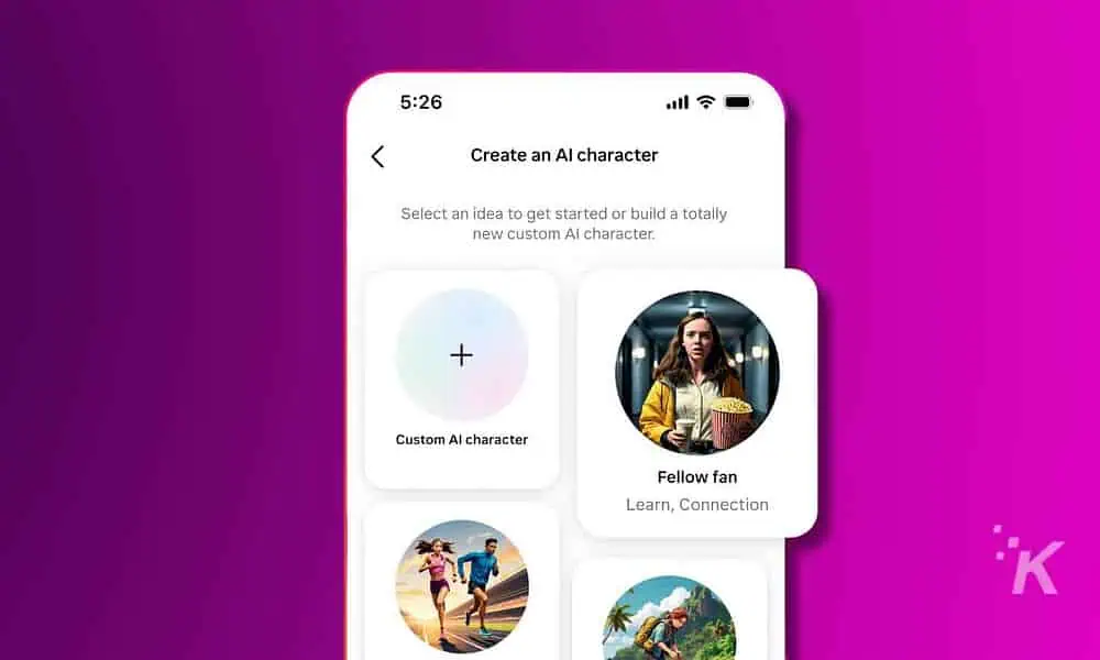 Create custom AI character on mobile app.