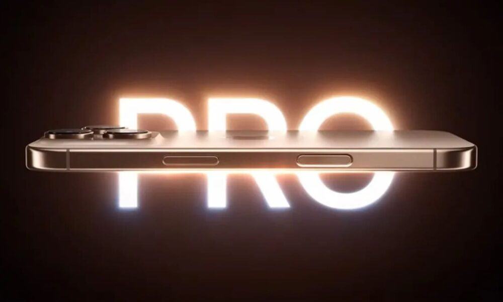 Pro smartphone glowing on a dark background