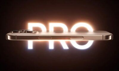 Pro smartphone glowing on a dark background