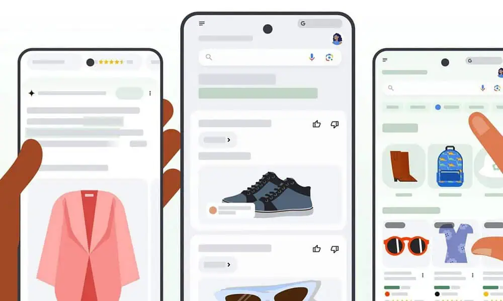 Smartphone online shopping for clothes and accessories.