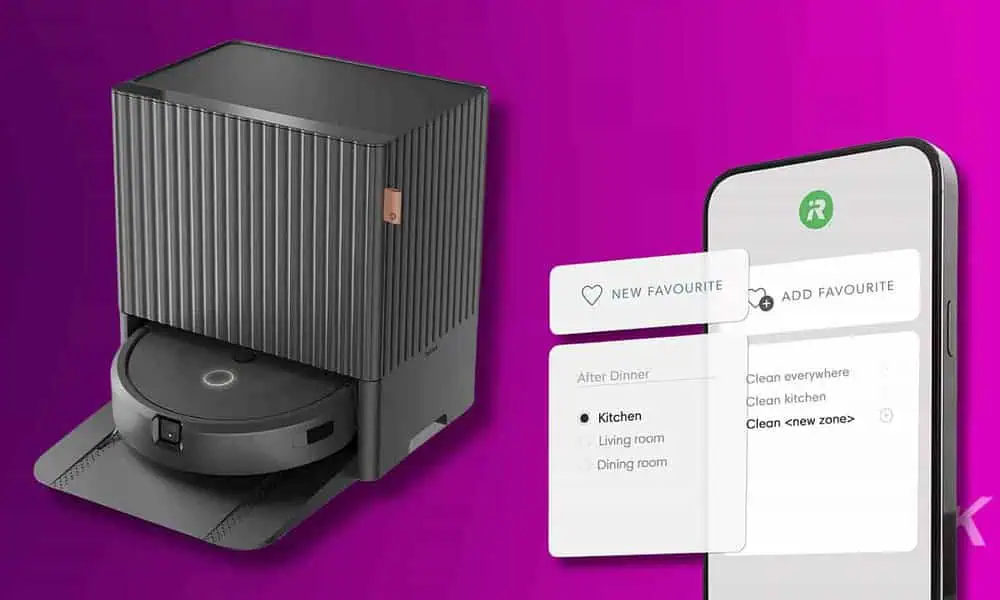 Smart cleaning robot and mobile control app interface.