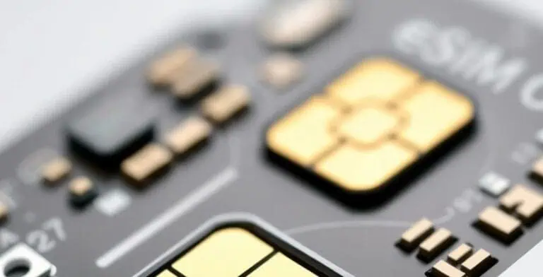 Close-up of an electronic SIM card chip