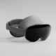 Gray virtual reality headset on white background