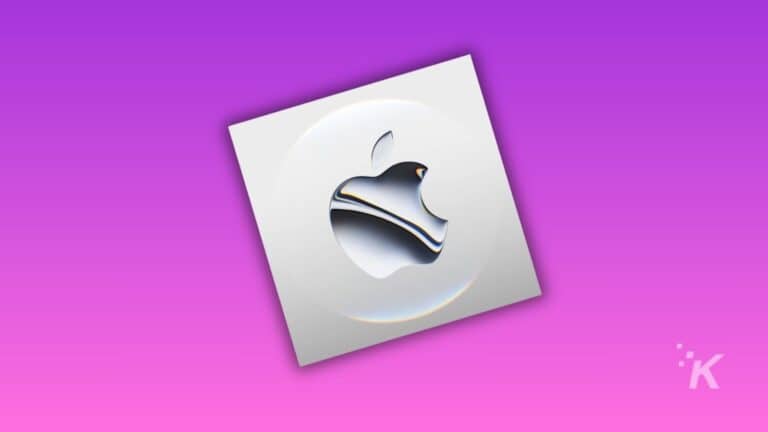 Apple logo on gradient purple background