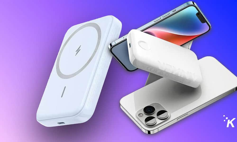 Wireless chargers and iPhones on colorful background