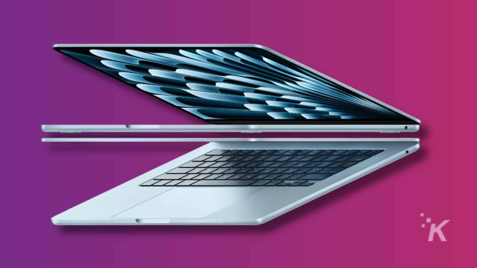 Thin laptops on vibrant background